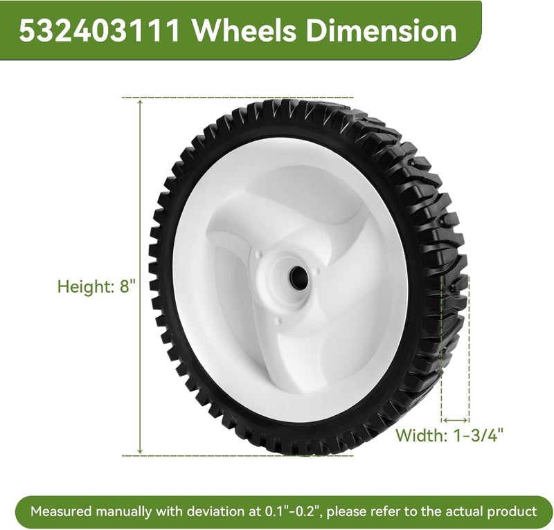 ranwin 532403111 Front Drive Wheels Fit for Craftsman Mower - 194231X427 Front Tires Wheel Fit for Craftsman & HU Self Propelled Lawn Mower Tractor, 2 Pack, White - Image 2